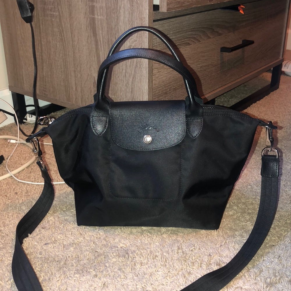 Black Longchamp with crossbody strap